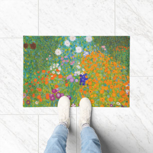 Vintage Gustav Klimt Cottage Garden Flower Art Doormat