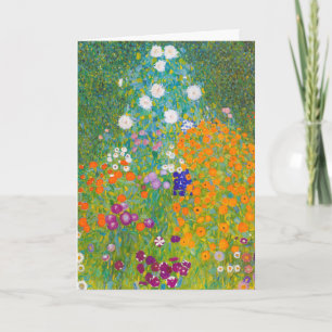 Vintage Gustav Klimt Cottage Garden Flower Art Holiday Card