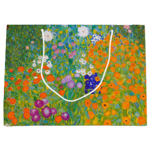Vintage Gustav Klimt Cottage Garden Flower Art Large Gift Bag