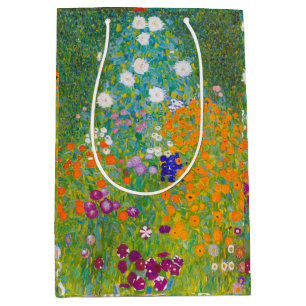 Vintage Gustav Klimt Cottage Garden Flower Art Medium Gift Bag