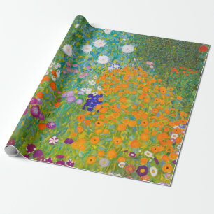 Vintage Gustav Klimt Cottage Garden Flower Art Wrapping Paper