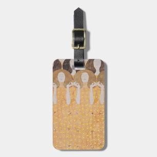 Vintage Gustav Klimt Gold Art Nouveau Floral Luggage Tag