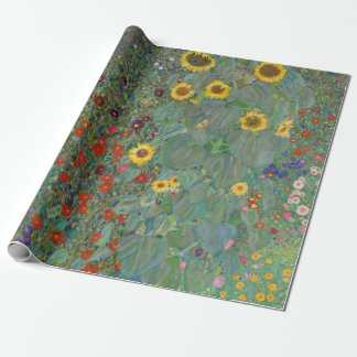 Vintage gustav Klimt's Farm Garden with Sunflowers Wrapping Paper