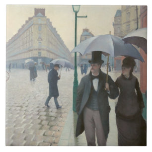 Vintage Gustave Caillebott Paris Street Rainy Day Tile