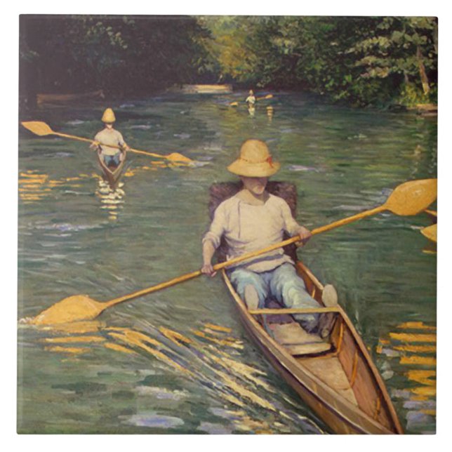 Vintage Gustave Caillebotte Skiffs on the Yerres Tile (Front)