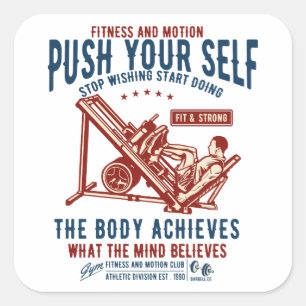 Vintage Gym Fitness Motivation Postcard Square Sticker