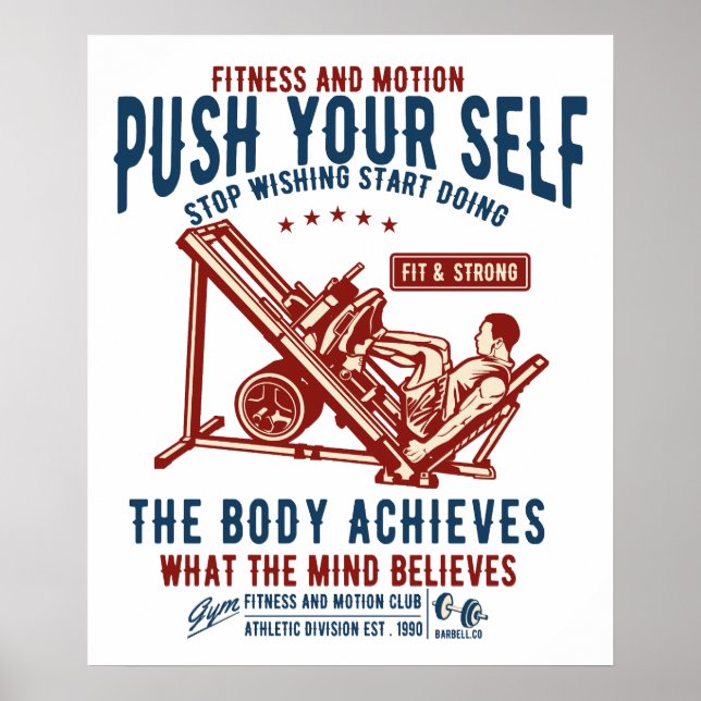 Vintage Gym Fitness Motivation Poster (Front)