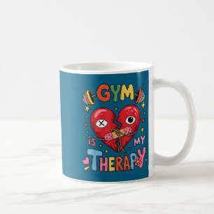 Vintage Gym Is My Therapy Gym Workout Fitness Moti Coffee Mug