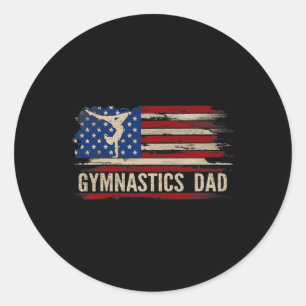 Vintage Gymnastics Dad American Usa Flag Sports Gi Classic Round Sticker