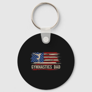 Vintage Gymnastics Dad American Usa Flag Sports Gi Key Ring
