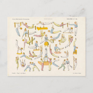 Vintage Gymnastics Diagram Postcard