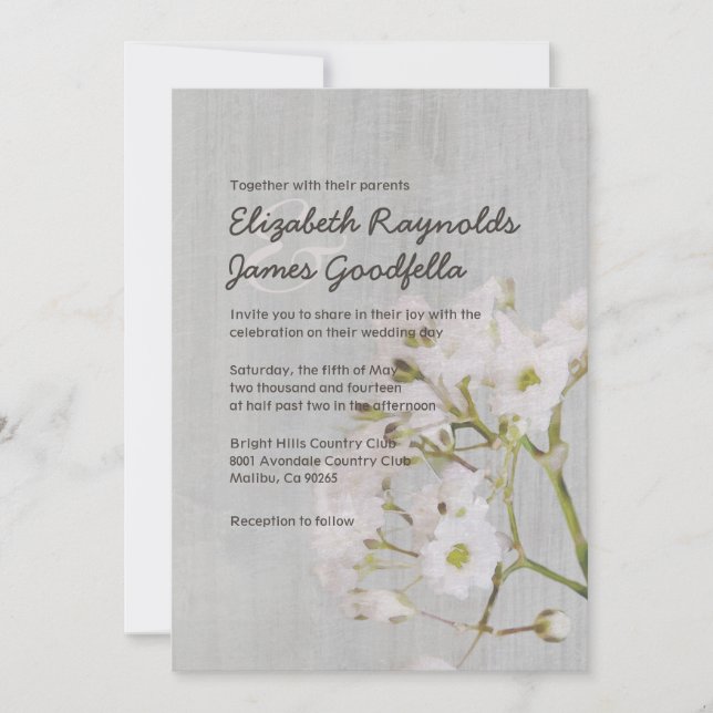 Vintage Gypsophilia Wedding Invitations (Front)