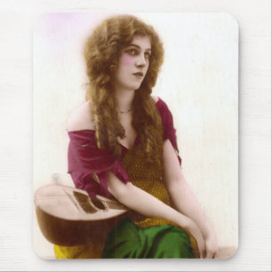 Vintage Gypsy Gal Colour Tinted Photo in Purple Mouse Mat