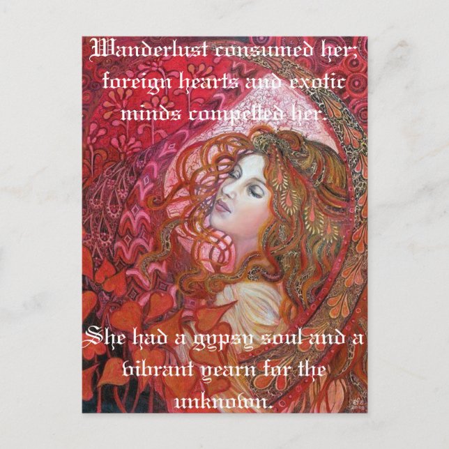 Vintage Gypsy Soul Wanderlust Quote Postcard (Front)