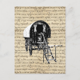 Vintage Gypsy wagon Postcard
