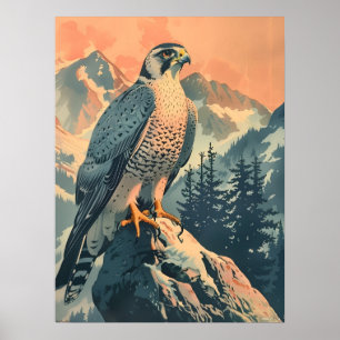 Vintage Gyrfalcon Illustration Poster