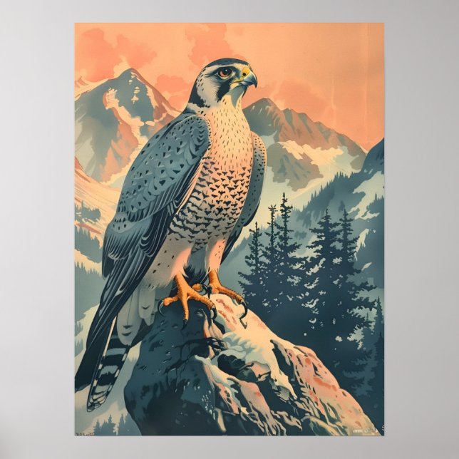 Vintage Gyrfalcon Illustration Poster (Front)