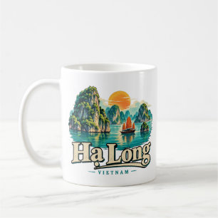 Vintage Hạ Long Vietnam Travel Art Landmark Coffee Mug