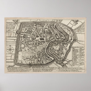 Vintage Haarlem Netherlands Map (1578) Poster