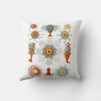 Vintage Haeckel Siphonophore Marine Life Jellyfish Cushion
