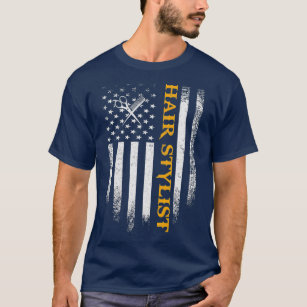 Vintage  Hair Stylist American Flag Patriotic T-Shirt
