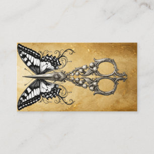 Vintage Hair Stylist Butterfly Scissors Business Card