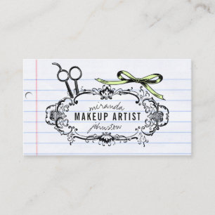 vintage hairstylist hair stylist calligraphy bow business card