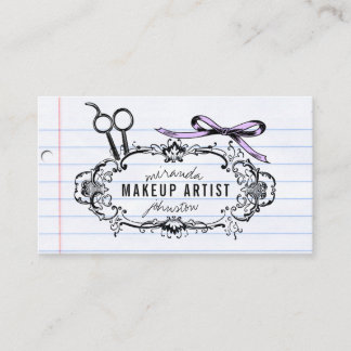 vintage hairstylist hair stylist calligraphy bow business card