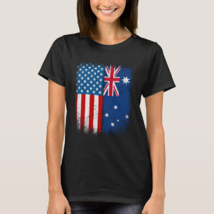 Vintage Half American Half Australian Flag Usa Aus T-Shirt