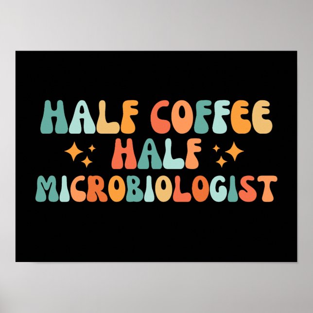 Vintage Half Coffee Half Microbiologist Poster (Front)