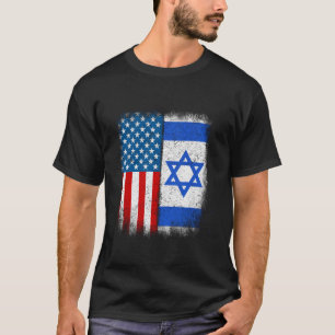 Vintage Half Israeli American Flag Israel USA Usa T-Shirt