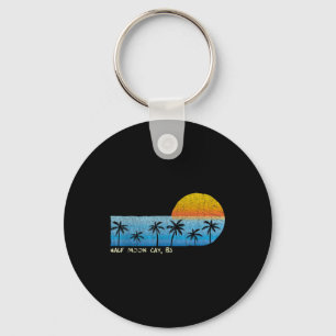 Vintage Half Moon Cay, Bs Palm Trees &amp; Sunset  Key Ring