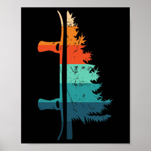 Vintage Half Pine Half Snowboard Snowboarding Extr Poster