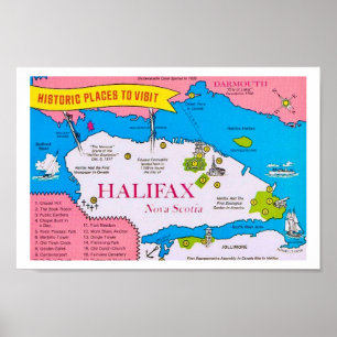 Vintage Halifax Nova Scotia Map Print