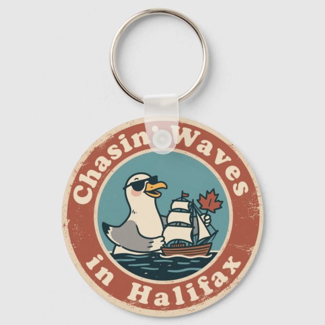 Vintage Halifax Nova Scotia Sailing Fun Key Ring (Front)