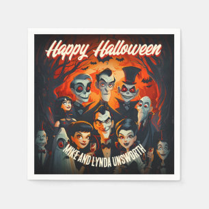 Vintage Halloween 1950s Costumes and Cocktails Napkin