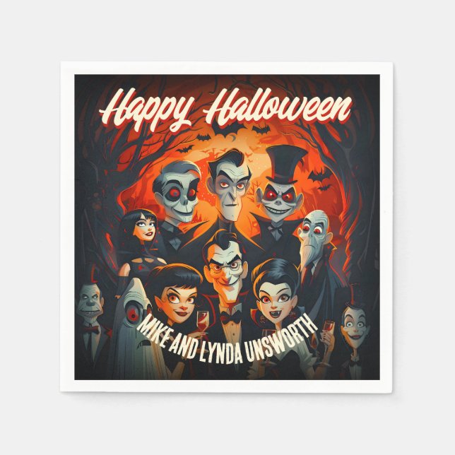 Vintage Halloween 1950s Costumes and Cocktails Napkin (Front)