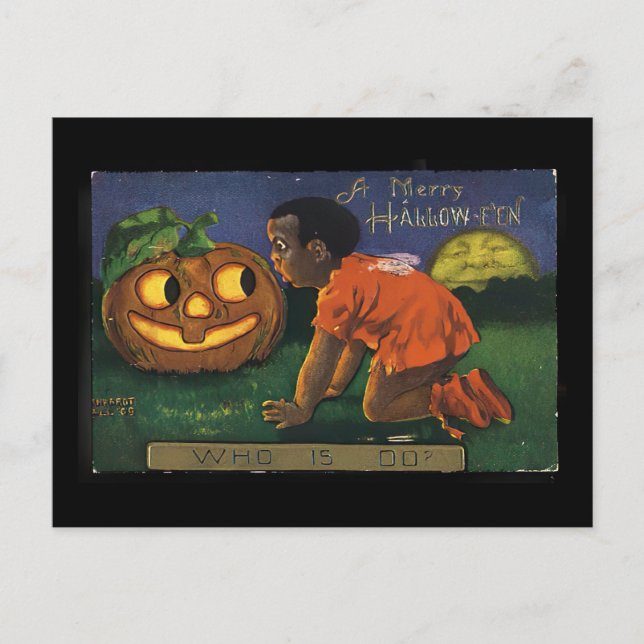 Vintage Halloween - African American girl (1909) Postcard (Front)
