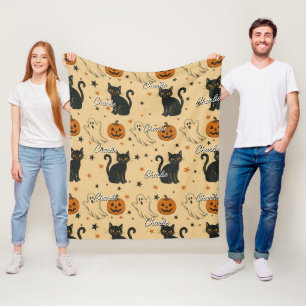 Vintage Halloween All Over Print Repeating Name Fleece Blanket