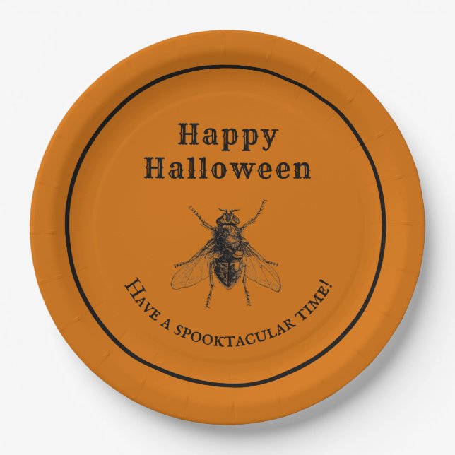 Vintage Halloween Antique Insect Paper Plate (Front)