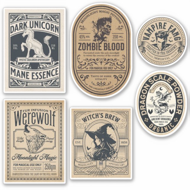 Vintage Halloween Apothecary Label Witch Potion (Front)