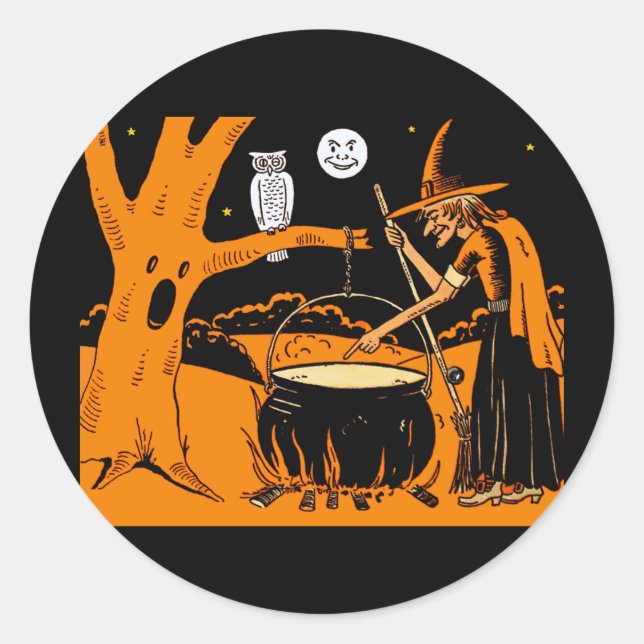 Vintage Halloween Art Classic Round Sticker (Front)