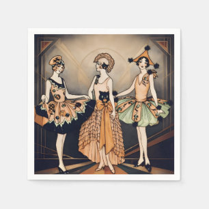 Vintage Halloween Art Deco Flapper Poster   1920s  Napkin