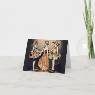 Vintage Halloween Art Deco Flapper Poster   1920s  Thank You Card