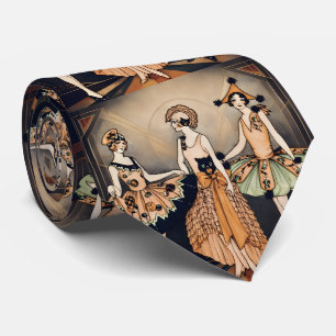 Vintage Halloween Art Deco Flapper Poster 1920s Tie