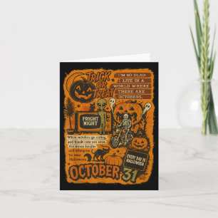 Vintage Halloween Art Quote Collage October 31 Card