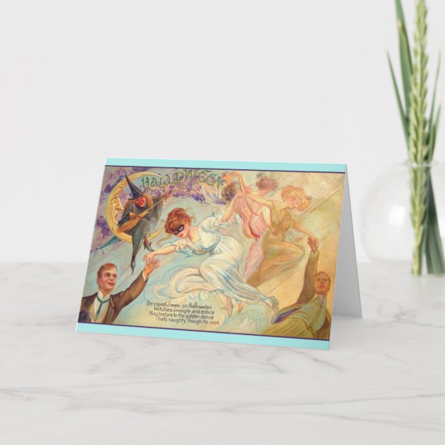 Vintage Halloween Bachelor Dance Greeting Card (Front)