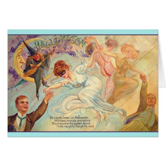 Vintage Halloween Bachelor Dance Greeting Card