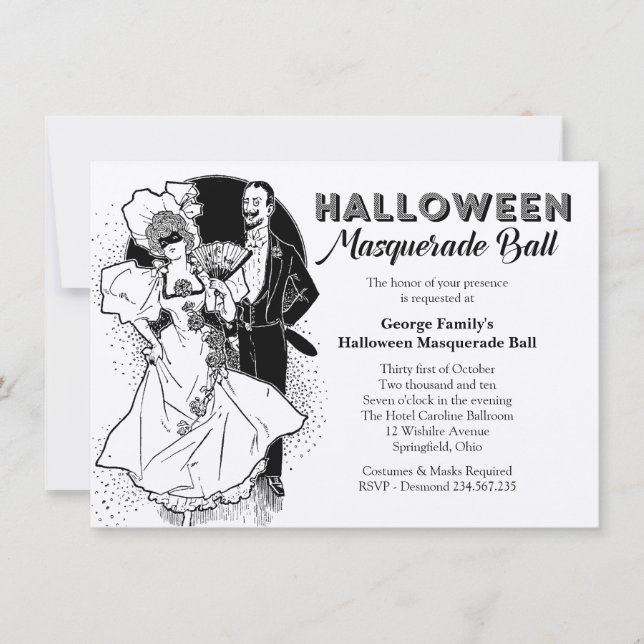 Vintage Halloween Ball Masquerade Party Invitation (Front)