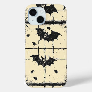 Vintage Halloween Bat Flight Pattern iPhone 15 Case